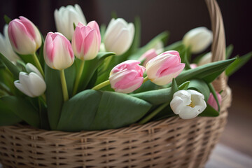 Stunning Tulip Arrangement, Elegant Basket, Women's Day & Mother's Day Gift, Floral Inspiration