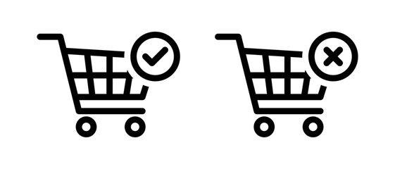 Shopping cart with check mark and cross icon