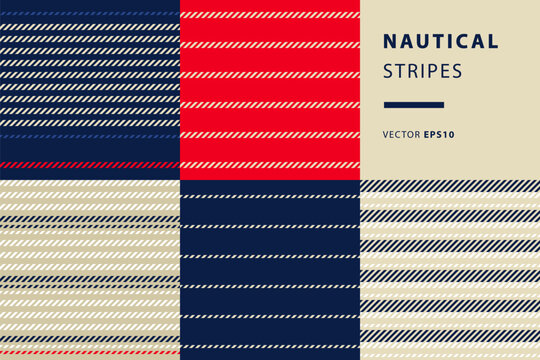 Nautical stripes, seamless pattern set