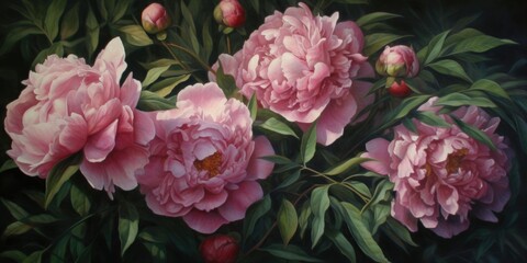 Obraz na płótnie Canvas Watercolor Soft Pink Peonies - Floral Art - Wall Art Decor - Generative AI