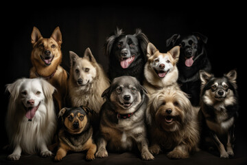 Obraz premium Playful Group of Dogs with Bright Expressions on a Vibrant Background