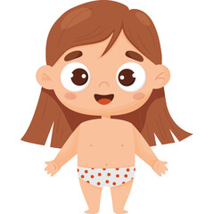 Cute cartoon  kid girl in shorts