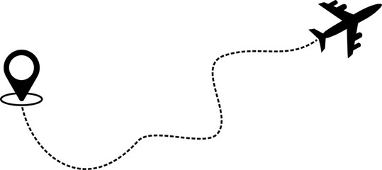 Vektor: Flugzeug Silhouette mit Flugroute © fotografiedk