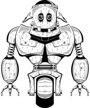 Robot Character Freehand Drawing