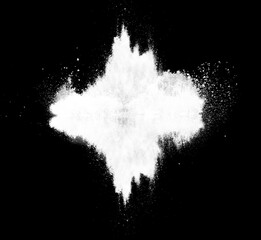 Abstract white powder cloud on dark background