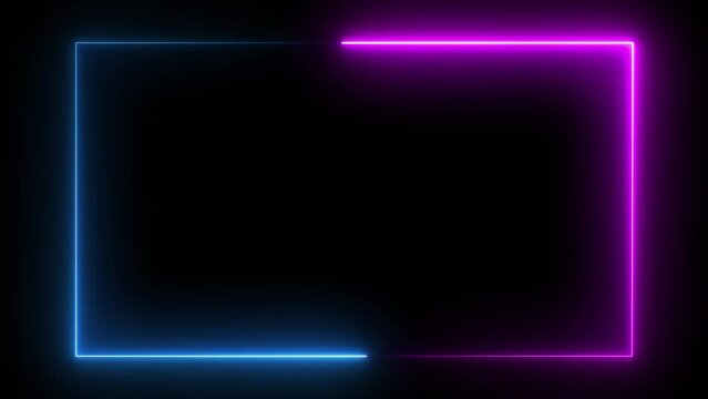 neon light square frame background move in loops abstract bright color neon background