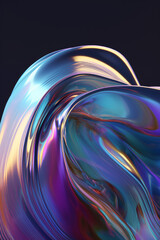 Abstract Background with 3D Waves, Colorful Pastel Gradient.