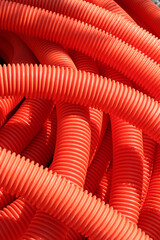Plastic corrugated pipes for cable laying.
