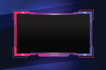 Game stream frames or panels. Futuristic frames for live gaming streamers. Twitch stream panel overlay template. Digital streaming screen interface	