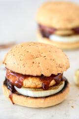 Chicken burger with bbq sauce 