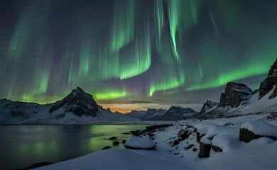 Fototapeta na wymiar illustration of an Aurora borealis, Northern lights swirl with star in the night sky