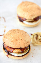 Chicken burger with bbq sauce 