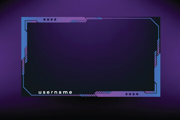 Game stream frames or panels. Futuristic frames for live gaming streamers. Twitch stream panel overlay template. Digital streaming screen interface © Tanu