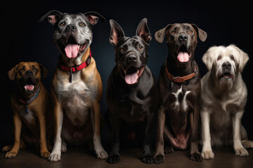 Playful Pack of Dogs with Joyful Expressions Outside