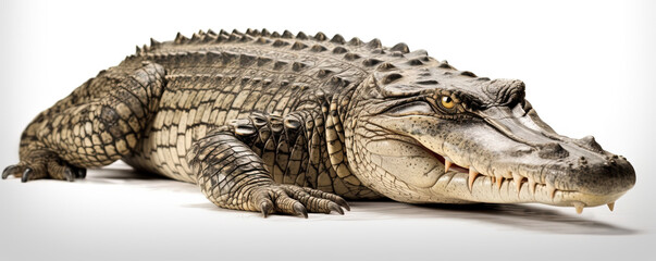 Crocodile with White Background - obrazy, fototapety, plakaty