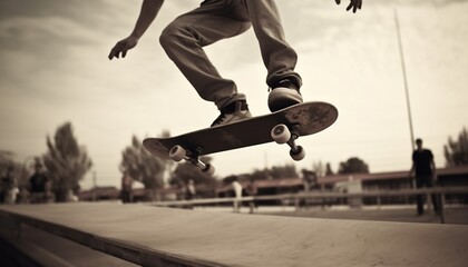 Action on a Skate Park - Skateboarder Jumping in the Air © GrayFrog