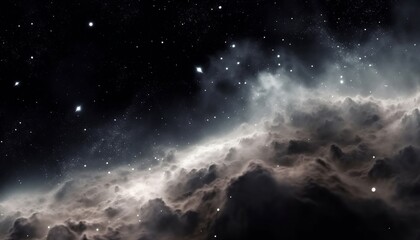 Fototapeta na wymiar Silver Nebula with Space Dust Stars