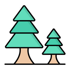 Trees Line Color Icon