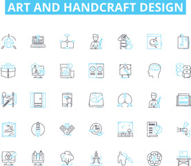 Art and handcraft design linear icons set. Sculpture, Pottery, Calligraphy, Knitting, Embroidery, Quilting, Weaving line vector and concept signs. Origami,Crochet,Jewellery outline Generative AI