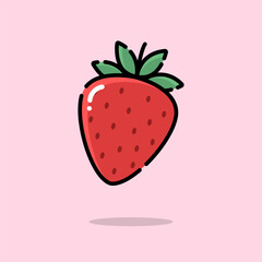 Strawberry fruit illustration in cartoon style