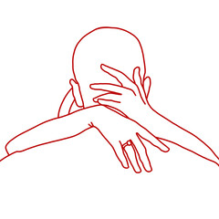 hands with heart. Imaginative illustration of an embrace. A couple in love embracing. Line illustration of a couple in love. Sublimation.