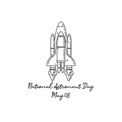 line art of national astronaut day good for national astronaut day celebrate. line art. illustration.