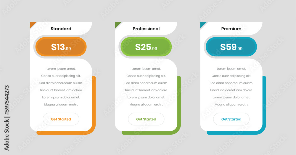 Fototapete minimal pricing comparison chart web ui template design