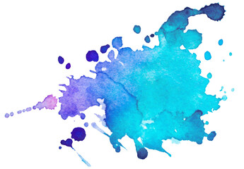 Colorful abstract watercolor stain with splashes and spatters. Modern creative background for trendy design. Vector illustration.