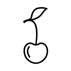 red line cherry icon silhouette fruit natural berry isolated on white