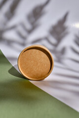 Craft packaging for food, gifts of cosmetics on a light background. Ecological individual packing
