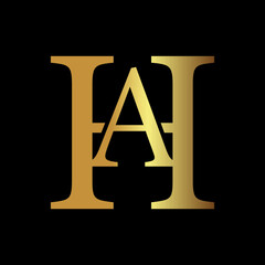 H A letter luxury gold logo template	