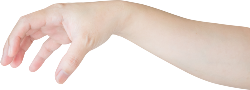 Woman hand gesture holding something isolated on white background