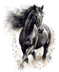 Watercolor painting of Horse. AI generated Illustration. - 597544808