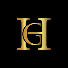 H G letter luxury gold logo template	