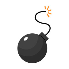 bomb with burning wick icon on a white background