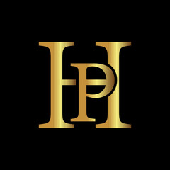 H P letter luxury gold logo template	