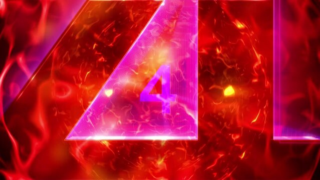 Five seconds Countdown Timer with red plasma energy animation abstract background.  Five to zero count down art effect counting timer abstract background.