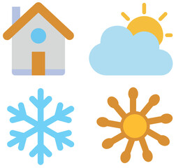 
Icon sun, house, snowflake for the development of sites and programs. Vector graphics