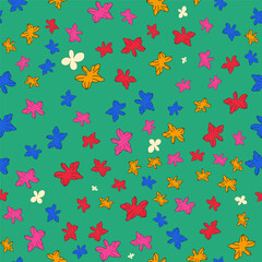 Seamless pattern with bright flowers. Colorful summer mood. Texture for print on fabric.