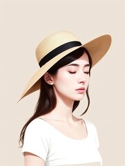 Asian woman wearing a hat, generative ai