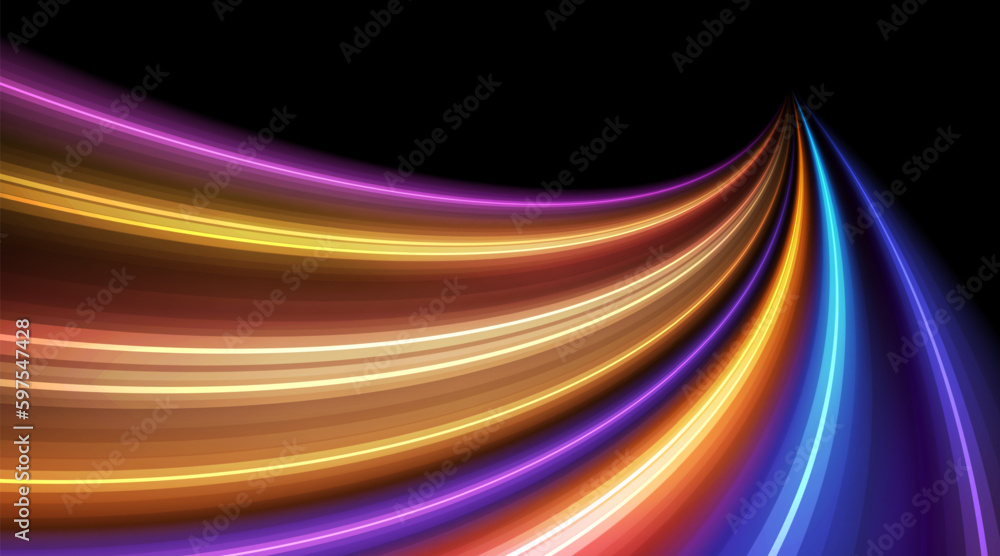 Poster modern abstract high-speed movement. dynamic motion light trails effect. technology movement pattern