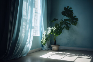 Serene and Tranquil Minimalist Abstract Wall with Tropical Shadows