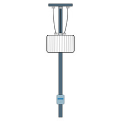 Power line pole with a transformer on it. cartoon illustration