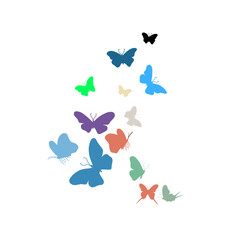 vector silhouette of a colorful butterfly