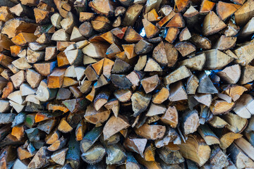 Close-up of a pile of firewood