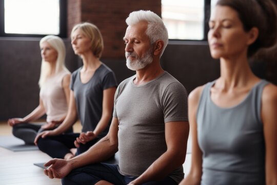 Group of people meditating, Generative Ai