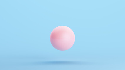 Pink Sphere Geometric Shape Solid Ball Structure Kitsch Blue Background 3d illustration render digital rendering