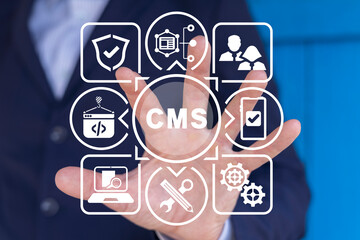 Concept of CMS - Content Management System. Website management software, seo optimization,...