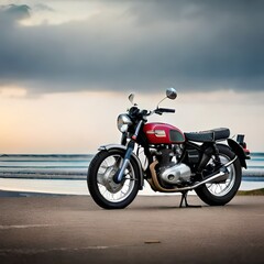 Fototapeta na wymiar motorcycle on the beach | Generate AI