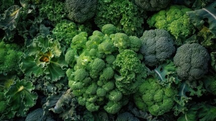 Background of healthy fresh cruciferous vegetables, generative ai